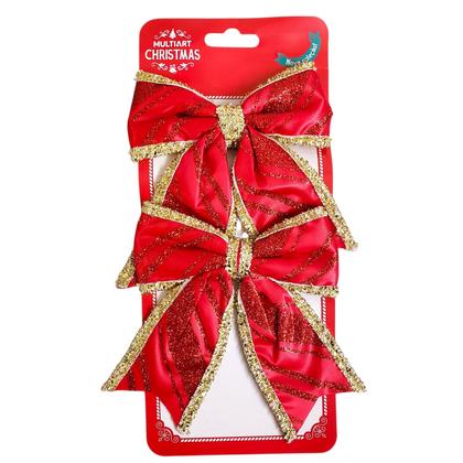 Imagem de Kit 12 Laços Natalino Vermelho Dourado Enfeite Arvore Natal