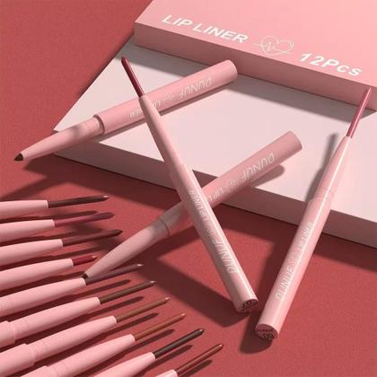 Imagem de Kit 12 Lápis Delineador Labial Veludo Fosco Vermelho Batom