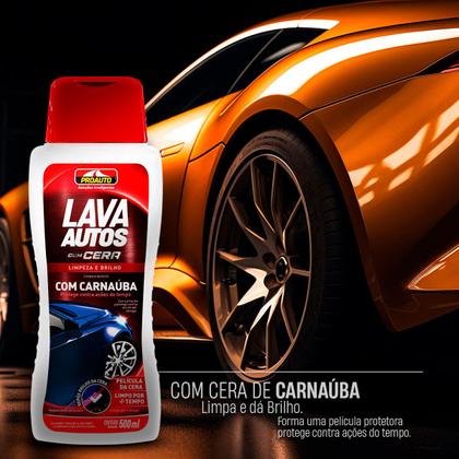 Imagem de Kit 12 Lava Autos Shampoo com Cera Carnaúba Super Brilho Proauto 500ml