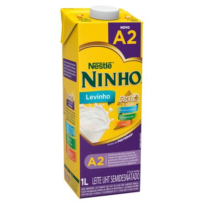 Imagem de Kit 12 Leite UHT A2A2 Semidesnatado NINHO Levinho Forti 1L com Tampa