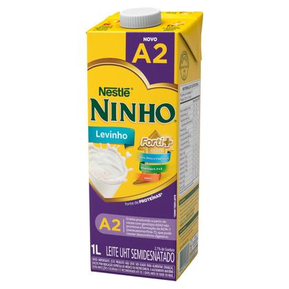 Imagem de Kit 12 Leite UHT A2A2 Semidesnatado NINHO Levinho Forti 1L com Tampa