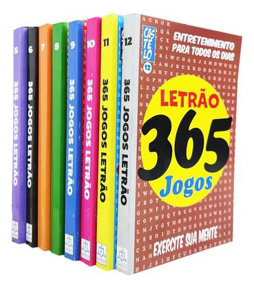 Imagem de Kit 12 Livros Caça Palavras Letrão 365 Jogos +4 Mil Jogos