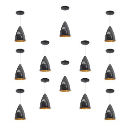 Imagem de Kit 12 Luminária Pendente Bala Nova Com Interior Cobre Com Fiação 110/220v