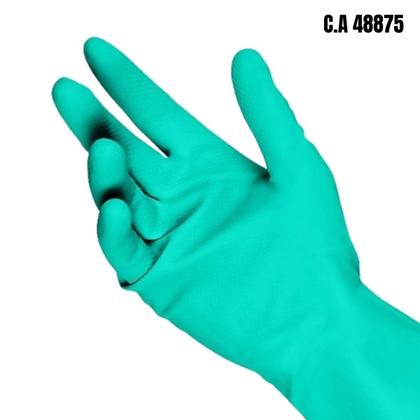 Imagem de Kit 12 Luva Nitrílica Verde Antiderrapante Limpeza Serviços Gerais Ca48875