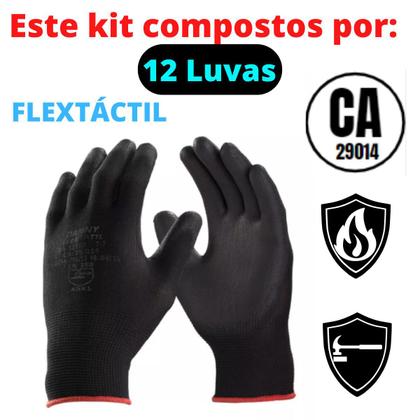 Imagem de Kit 12 Luvas Epi Multitato Multiuso Segurança Trabalho Obra Resistente Reforçada Proteção Elétrica