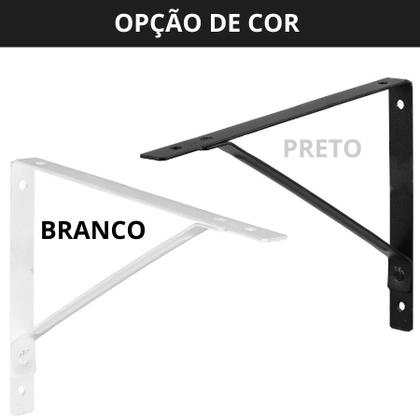 Imagem de Kit 12 Mão Francesa Cantoneira Prateleira Suporte Bucha E Parafuso 27 cm