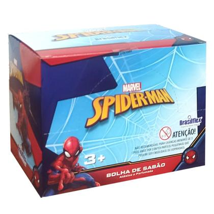 Imagem de Kit 12 Máscaras e 12 tubos Bolhas de Sabão Homem Aranha p/ Festa Infantil