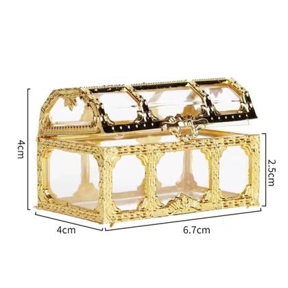Imagem de Kit 12 Mini Baú Dourado De Acrílico Enfeite Para Festa Lembrancinha Decoração