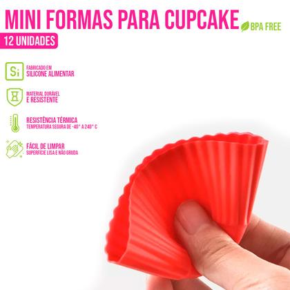 Imagem de Kit 12 Mini Forminhas de Silicone Cupcake Sortidas Formas