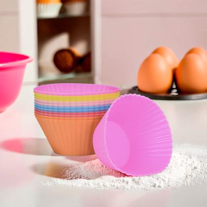 Imagem de Kit 12 Mini Forminhas de Silicone Cupcake Sortidas Formas