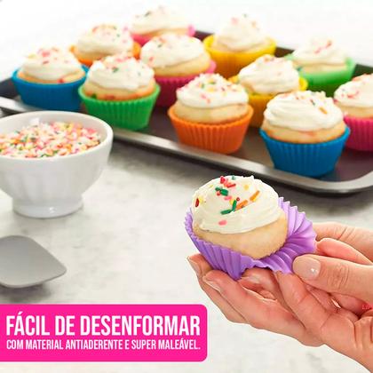 Imagem de Kit 12 Mini Forminhas de Silicone Cupcake Sortidas Formas