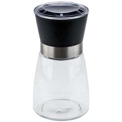 Imagem de Kit 12 Moedores de Sal e Pimenta Lyor 170ml Vidro Moinho de Cerâmica e Tampa Plástica Preta