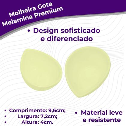 Imagem de Kit 12 Molheiras Gota de Melamina Premium 9,6cm x 7,2cm Leve Resistente - 150mL - Bestfer