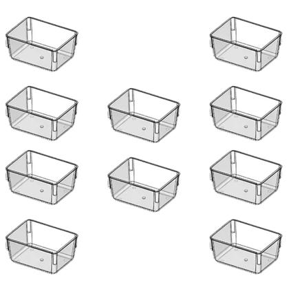 Imagem de Kit 12 Organizadores Acrilico Multiuso de Gavetas Geladeira Modular Transparente Retangular Pequeno