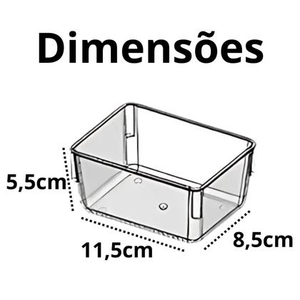 Imagem de Kit 12 Organizadores Acrilico Multiuso de Gavetas Geladeira Modular Transparente Retangular Pequeno