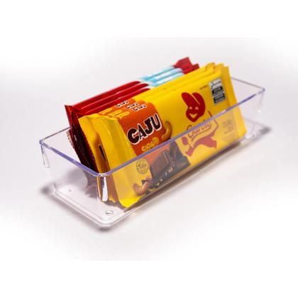 Imagem de Kit 12 Organizadores Acrilico Multiuso de Gavetas Geladeira Modular Transparente Retangular Pequeno