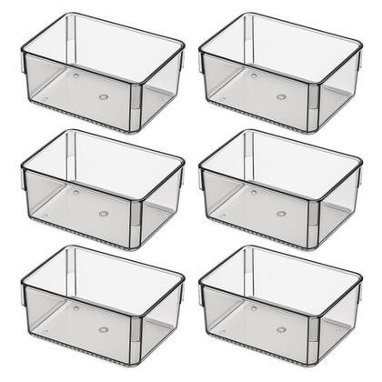 Imagem de Kit 12 Organizadores Acrilico Multiuso de Gavetas Geladeira Modular Transparente Retangular Pequeno