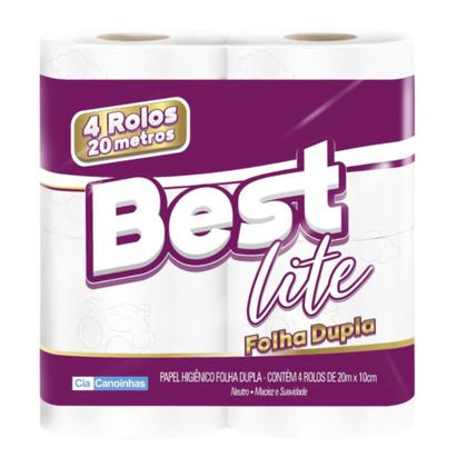 Imagem de Kit 12 Pacotes Papel Higiênico Best Lite Folha Dupla Neutro 20m com 4 Rolos