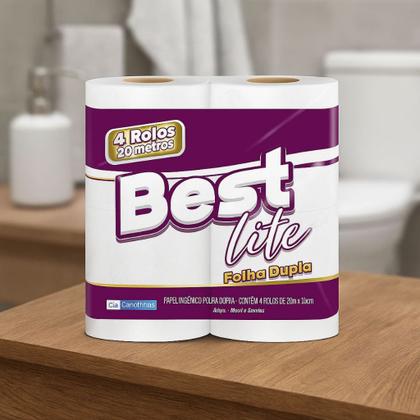 Imagem de Kit 12 Pacotes Papel Higiênico Best Lite Folha Dupla Neutro 20m com 4 Rolos