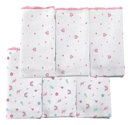 Imagem de Kit 12 Paninho Pano de Boca 32cm x 40 cm 100% Algodão Tecido Duplo MENINA