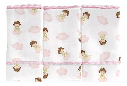 Imagem de Kit 12 Paninho Pano de Boca 32cm x 40 cm 100% Algodão Tecido Duplo MENINA