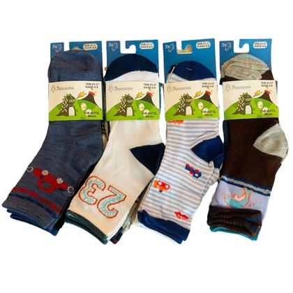 Imagem de Kit 12 Pares de Meia Infantil Menino Cano Longo 6-8 anos Cores e Estampas Sortidas