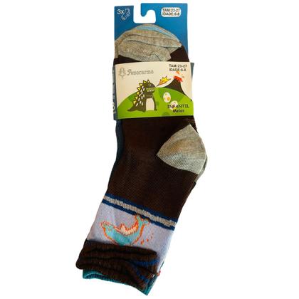 Imagem de Kit 12 Pares de Meia Infantil Menino Cano Longo 6-8 anos Cores e Estampas Sortidas