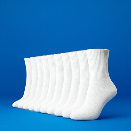 Imagem de Kit 12 pares de meia pacote cano alto cor branca veste do 38 ao 44