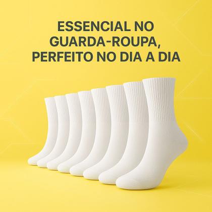 Imagem de Kit 12 pares de meia pacote cano alto cor branca veste do 38 ao 44