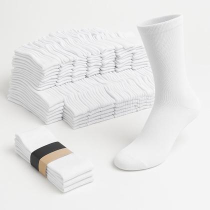 Imagem de Kit 12 pares de meia pacote cano alto cor branca veste do 38 ao 44