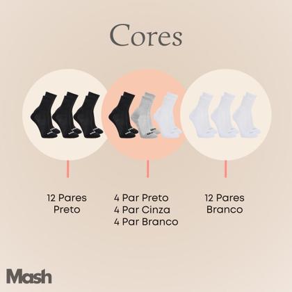 Imagem de Kit 12 Pares de Meias Mash Longa em Algodão Modelo Cano Médio Esportiva Para Corrida Caminhada