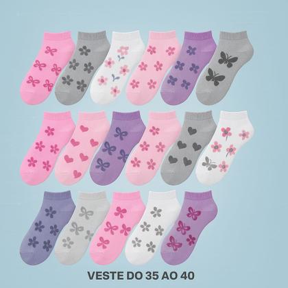Imagem de Kit 12 pares de meias soquete curta feminina vete 35 ao 40