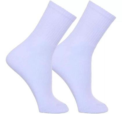 Imagem de Kit 12 Pares Meia Cano Alto Unissex Atacado Cores Barato BRANCO