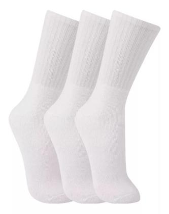 Imagem de Kit 12 Pares Meia Cano Alto Unissex Atacado Cores Barato BRANCO