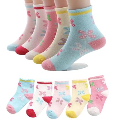 Imagem de Kit 12 Pares Meia Infantil Menina Estampas Com desenhos Divertidos Confortável