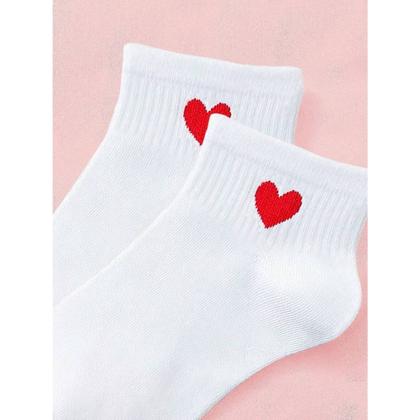 Imagem de Kit 12 pares Meia Love Coração Algodão Feminina Cano Curto
