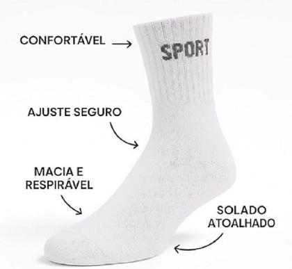 Imagem de Kit 12 Pares Meias Cinza Cano Alto Longo Sport Algodão