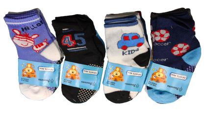 Imagem de Kit 12 Pares Meias Infantil menino Antiderrapante para 2 a 4 anos Coloridas