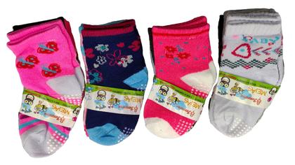 Imagem de Kit 12 Pares Meias Infantil para 6 a 12 meses Antiderrapante Coloridas