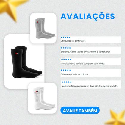 Imagem de Kit 12 Pares Meias Sandrini Cano Médio Algodão Esporte