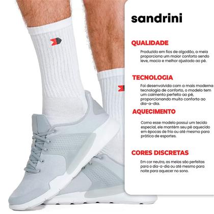 Imagem de Kit 12 Pares Meias Sandrini Cano Médio Algodão Esporte