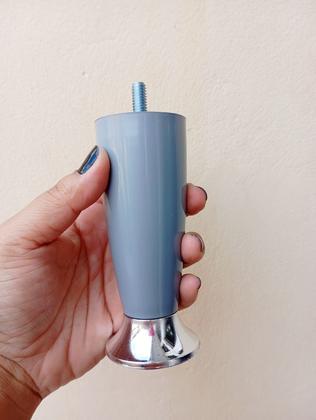 Imagem de Kit 12 Pé Cama Box Queen Bipart Baú Rubi Cinza cromado 12cm