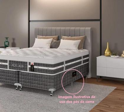 Imagem de Kit 12 Pé Cama Box Queen Bipart Baú Rubi Cinza cromado 12cm