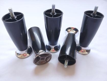 Imagem de Kit 12 Pé Cama Box Queen Bipart Baú Rubi Preto cromado 12cm