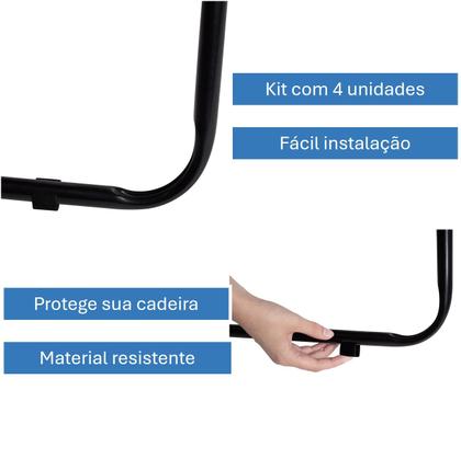 Imagem de Kit 12 Peças Proteção Para Pés Cadeiras 19mm Preto - 2306 Mor