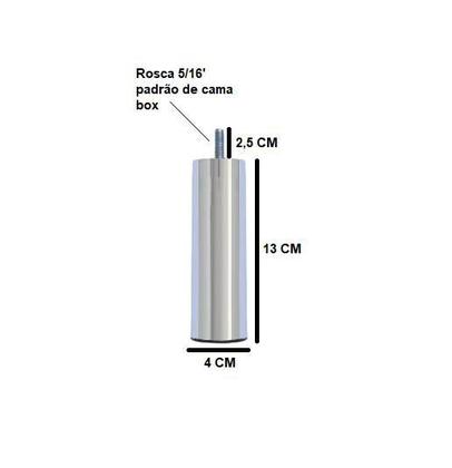 Imagem de Kit 12 Pés De Cama Box ou Baú Queen King Tubo Cromado 13cm