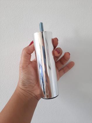 Imagem de Kit 12 Pés De Cama Box ou Baú Queen King Tubo Cromado 13cm