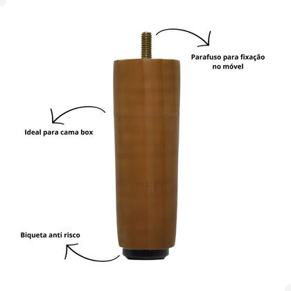 Imagem de Kit 12 Pés de Madeira para Cama Box King Queen Reforçado 12cm