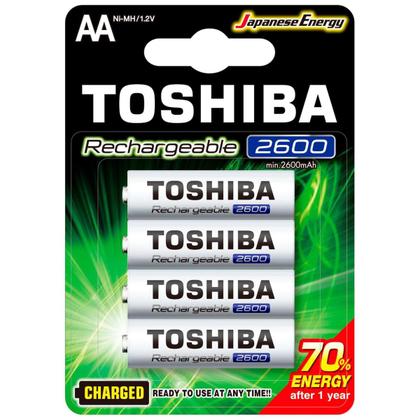 Imagem de Kit 12 Pilhas Recarregáveis AA Toshiba TNH6GAE 1,2v 2600mAh (3 cartelas com 4 UND)