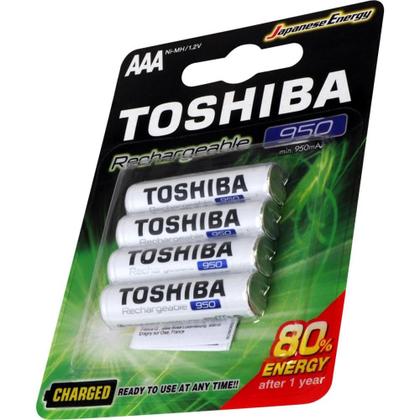 Imagem de Kit 12 Pilhas Recarregáveis AAA 950mAh Toshiba 1.2V Ni-MH TNH3GAE